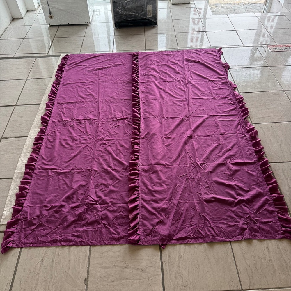 2pc VCNY Home Amber Purple Ruffled Curtain Panel Pair 38x95 Solid Window Drapes